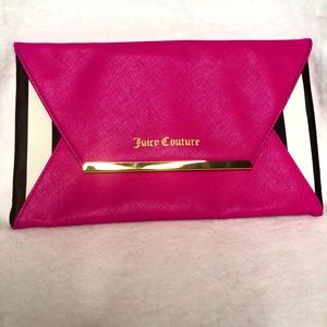 JUICY COUTURE Hot Pink and Striped Clutch